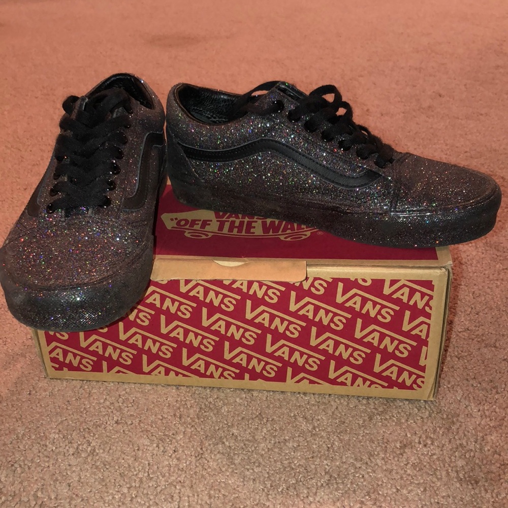 Black Rainbow Glitter Vans